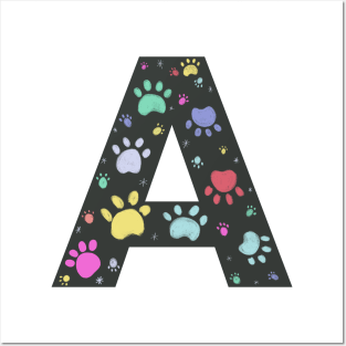 A letter  with colorful paw print Posters and Art